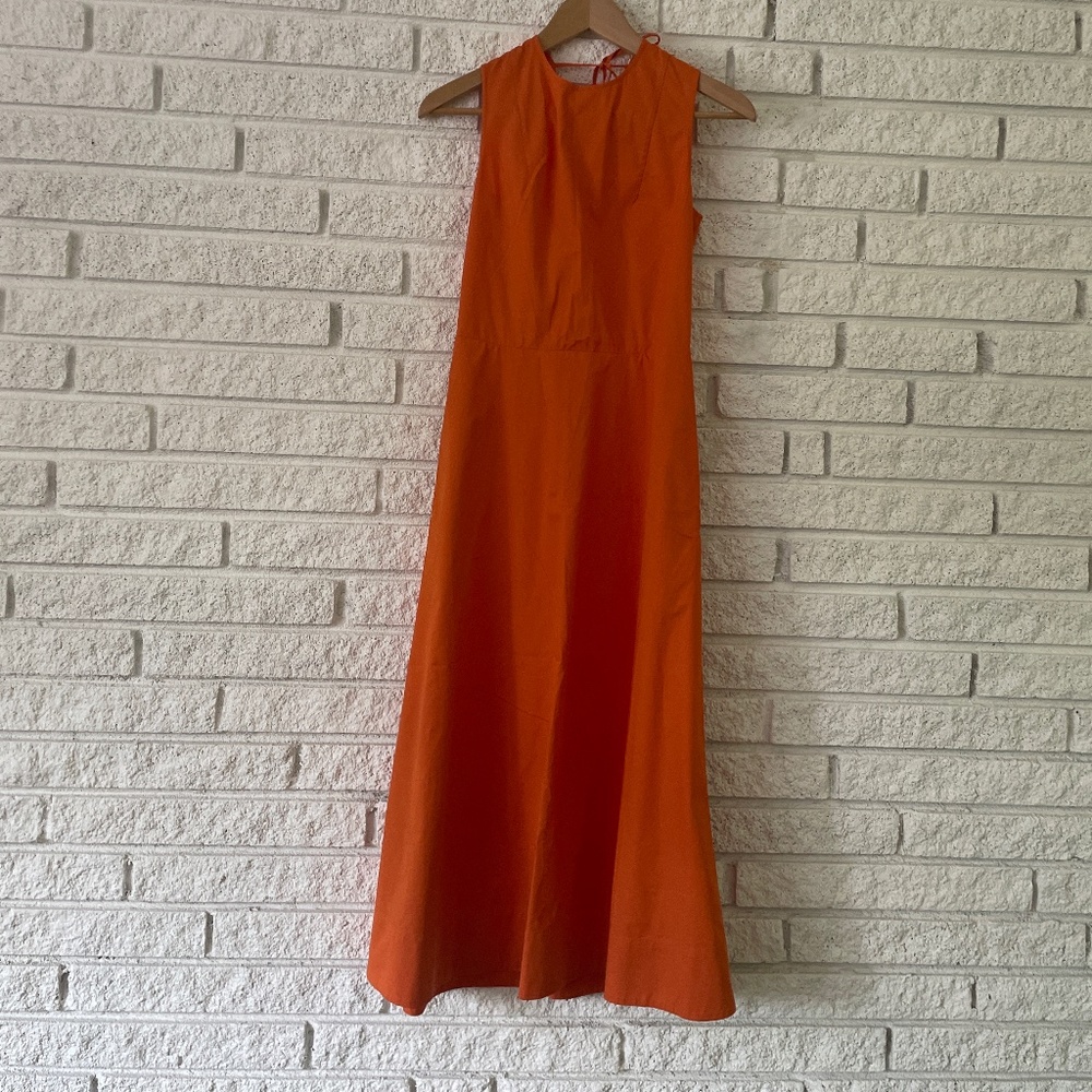COS Orange Backless Midi Dress